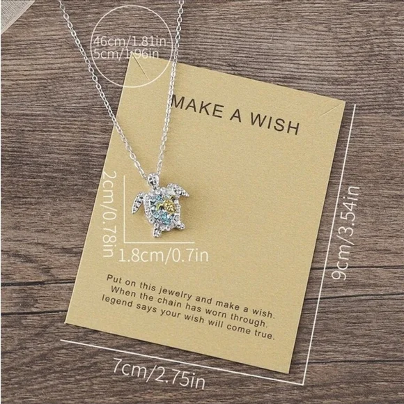 ⚠️Clearance Rhinestone Sea Turtle Pendant Silver Necklace SS - Picture 3 of 5
